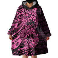 Pink Couple Dolphins Maori Polynesian Style Wearable Blanket Hoodie LT9 - Polynesian Pride