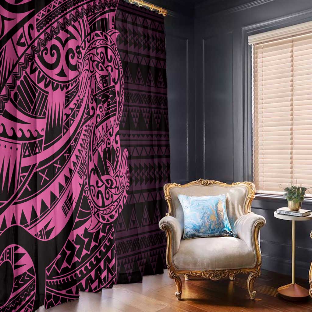 Pink Couple Dolphins Maori Polynesian Style Window Curtain LT9 - Polynesian Pride