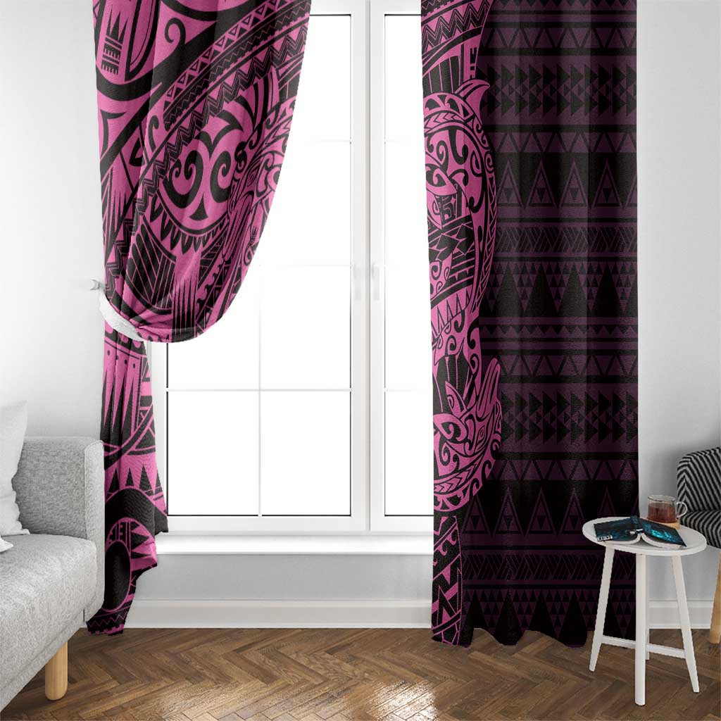 Pink Couple Dolphins Maori Polynesian Style Window Curtain LT9 - Polynesian Pride