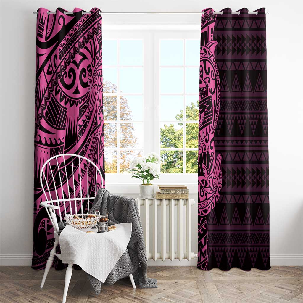 Pink Couple Dolphins Maori Polynesian Style Window Curtain LT9 - Polynesian Pride