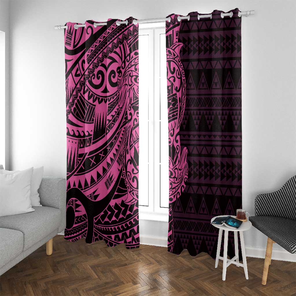 Pink Couple Dolphins Maori Polynesian Style Window Curtain LT9 With Grommets Pink - Polynesian Pride