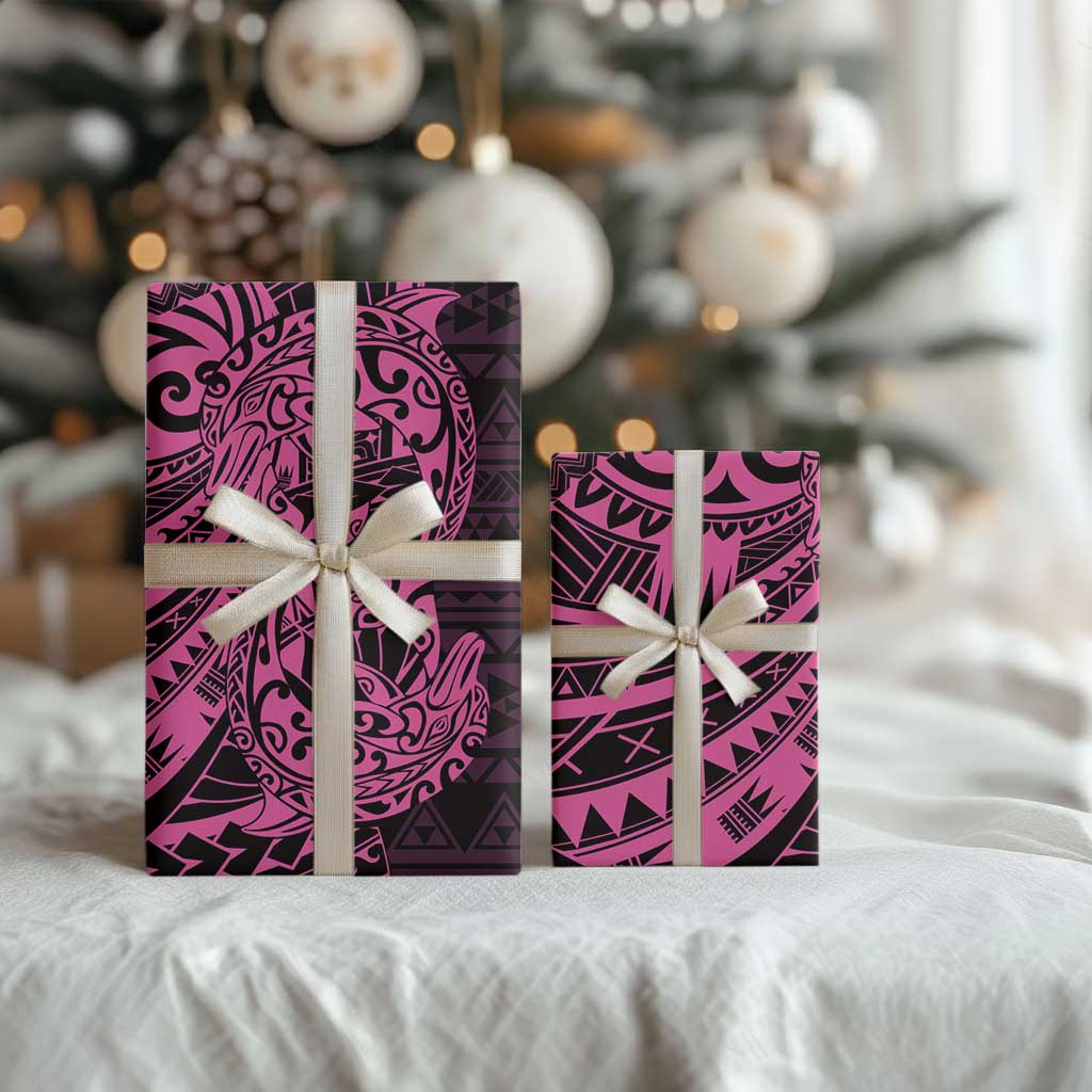 Pink Couple Dolphins Maori Polynesian Style Wrapping Paper - Polynesian Pride