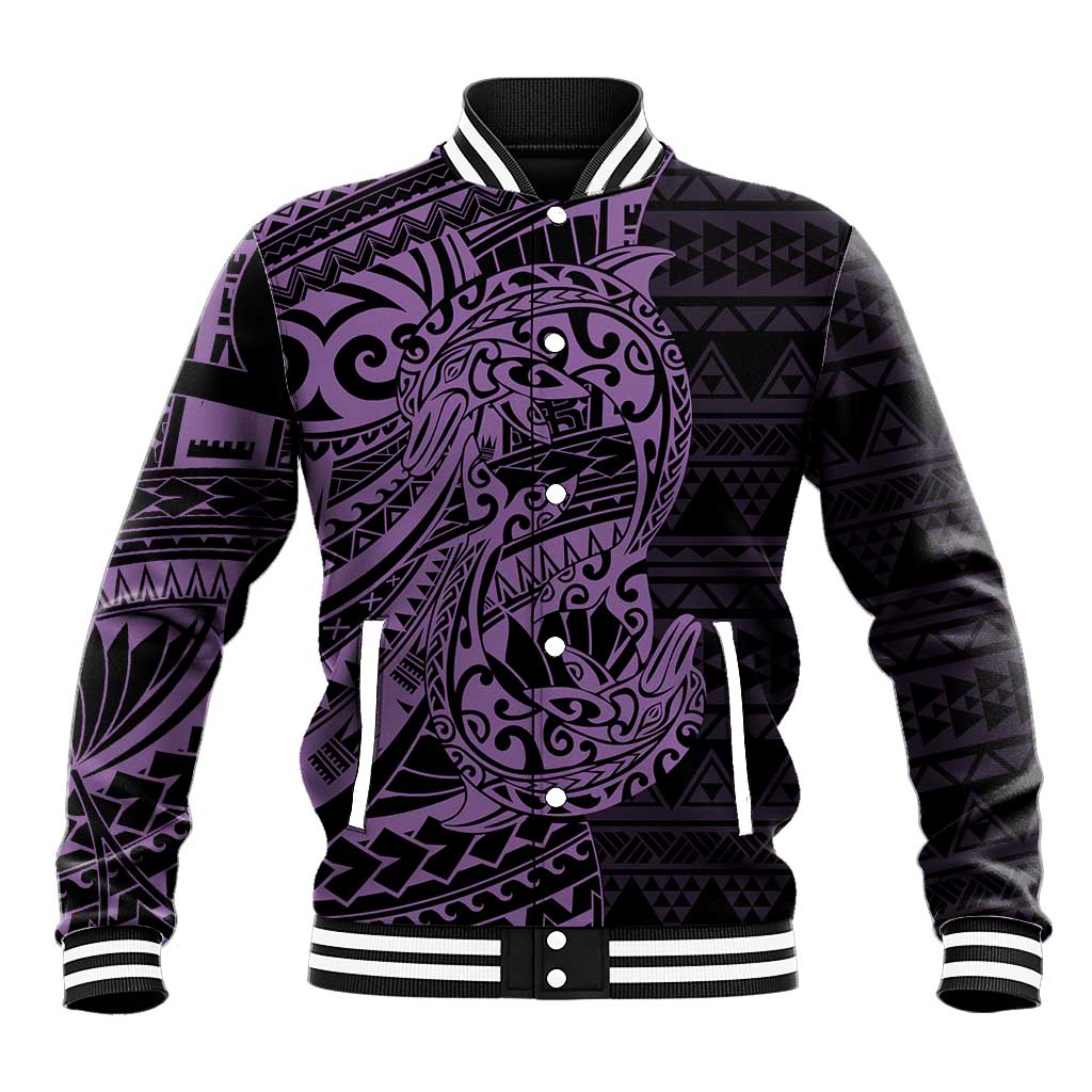Purple Couple Dolphins Maori Polynesian Style Baseball Jacket LT9 Unisex Purple - Polynesian Pride
