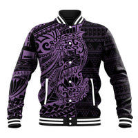 Purple Couple Dolphins Maori Polynesian Style Baseball Jacket LT9 Unisex Purple - Polynesian Pride