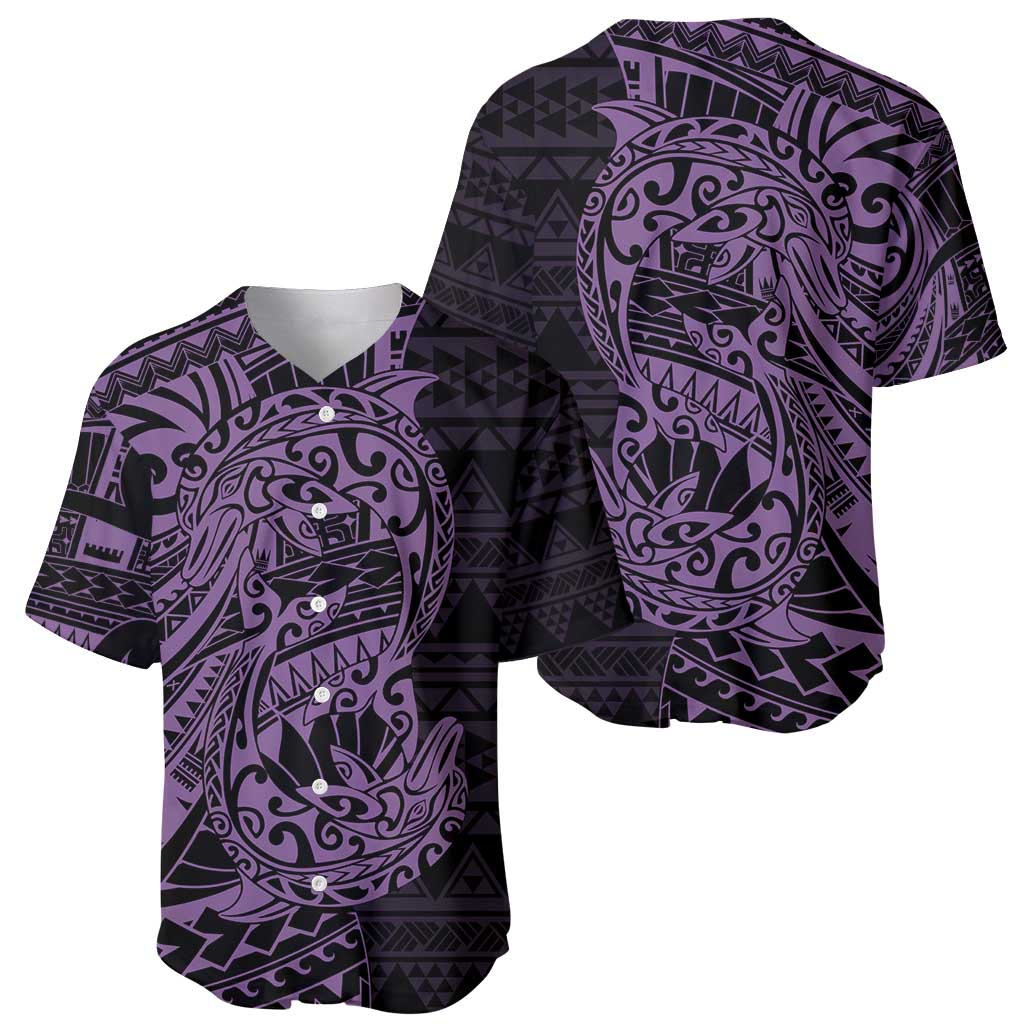 Purple Couple Dolphins Maori Polynesian Style Baseball Jersey