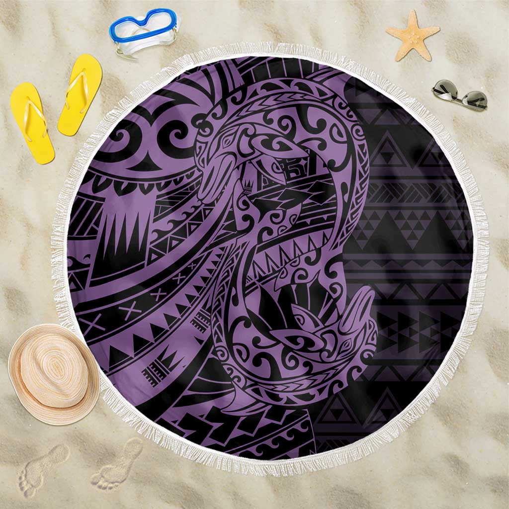 Purple Couple Dolphins Maori Polynesian Style Beach Blanket LT9 One Size 150cm Purple - Polynesian Pride
