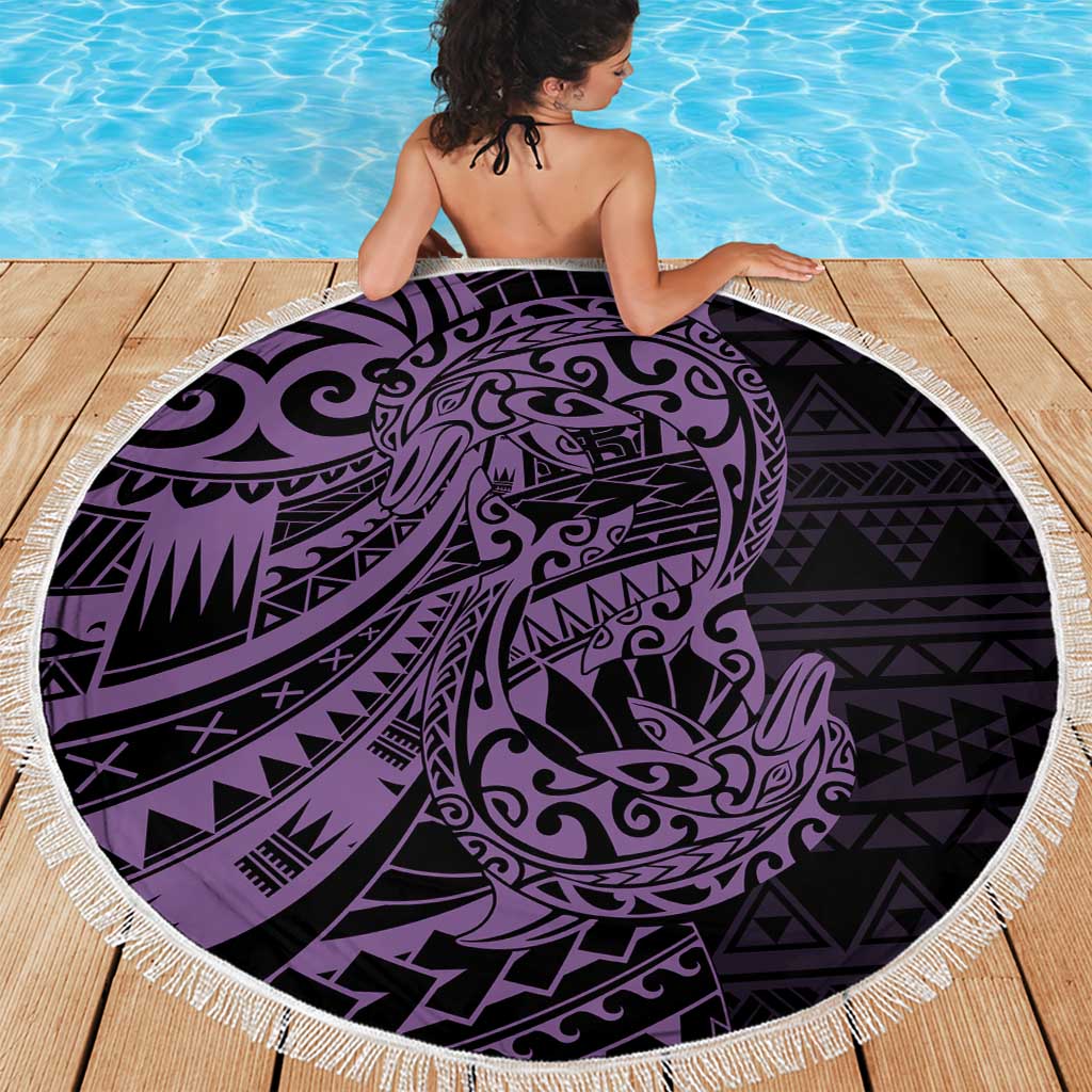Purple Couple Dolphins Maori Polynesian Style Beach Blanket LT9 - Polynesian Pride