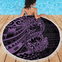 Purple Couple Dolphins Maori Polynesian Style Beach Blanket LT9 - Polynesian Pride