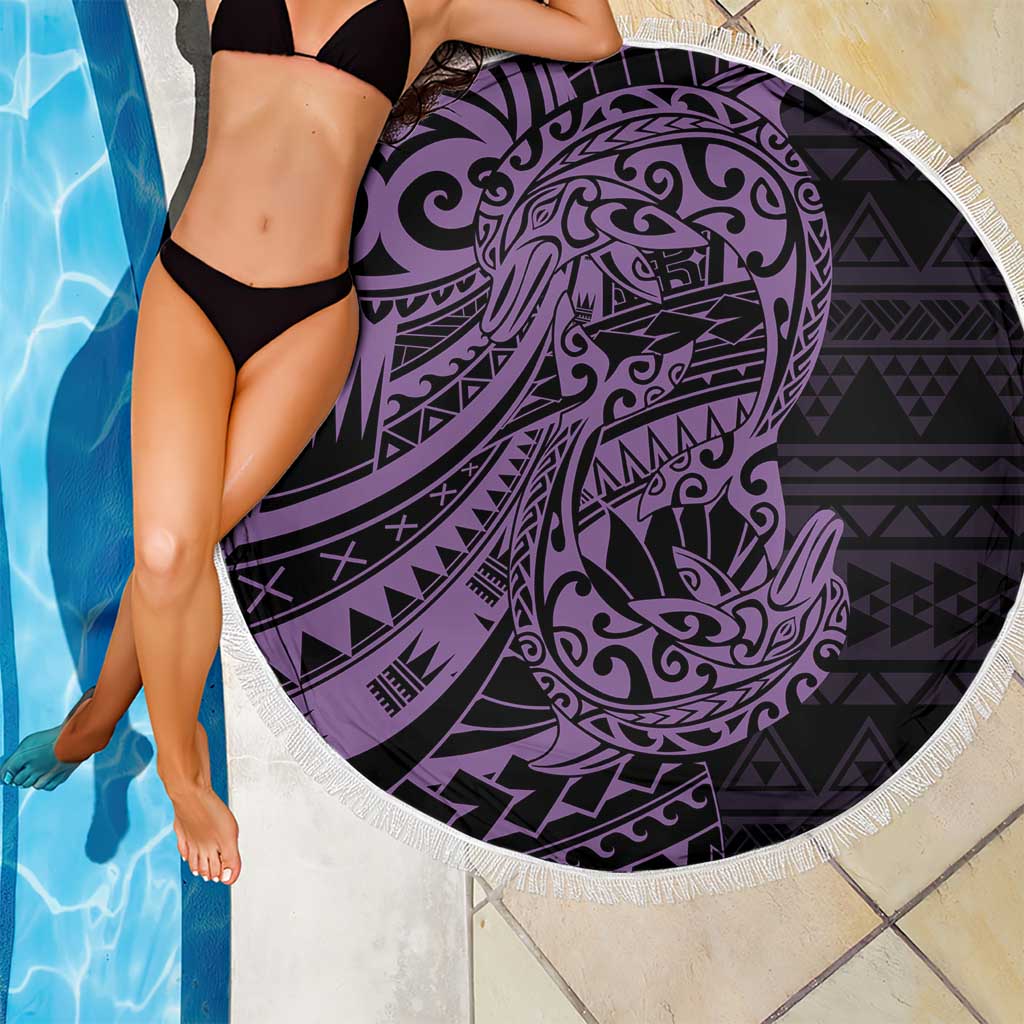 Purple Couple Dolphins Maori Polynesian Style Beach Blanket LT9 - Polynesian Pride