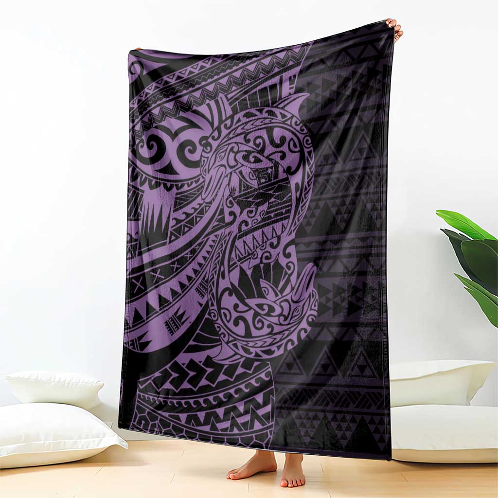 Purple Couple Dolphins Maori Polynesian Style Blanket LT9 - Polynesian Pride