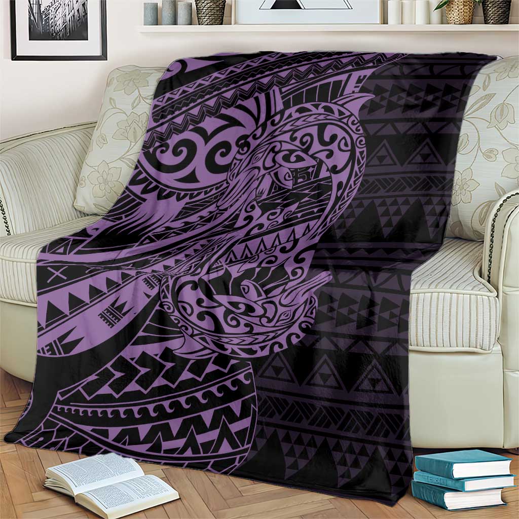 Purple Couple Dolphins Maori Polynesian Style Blanket LT9 - Polynesian Pride
