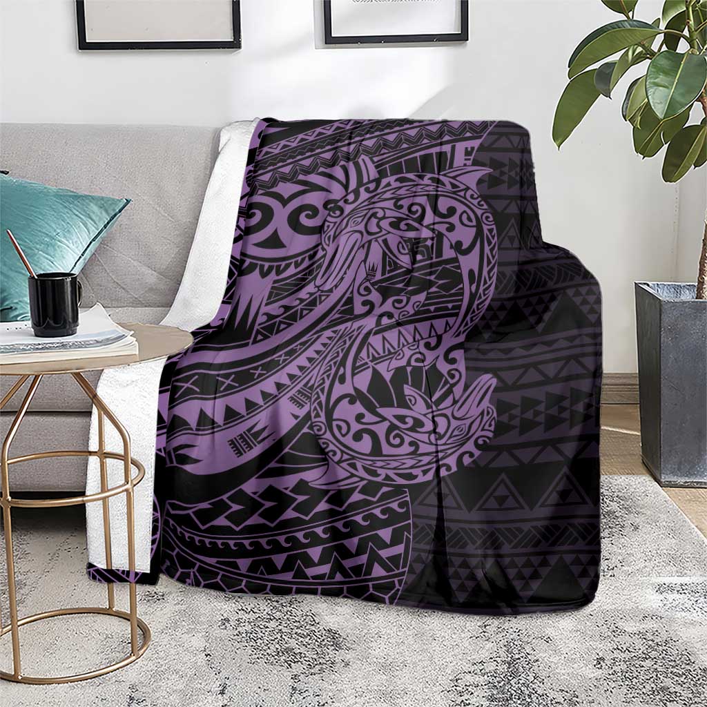 Purple Couple Dolphins Maori Polynesian Style Blanket LT9 - Polynesian Pride