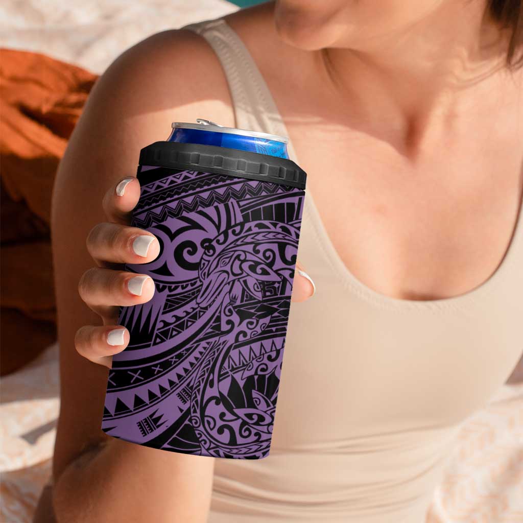 Purple Couple Dolphins Maori Polynesian Style 4 in 1 Can Cooler Tumbler LT9 - Polynesian Pride