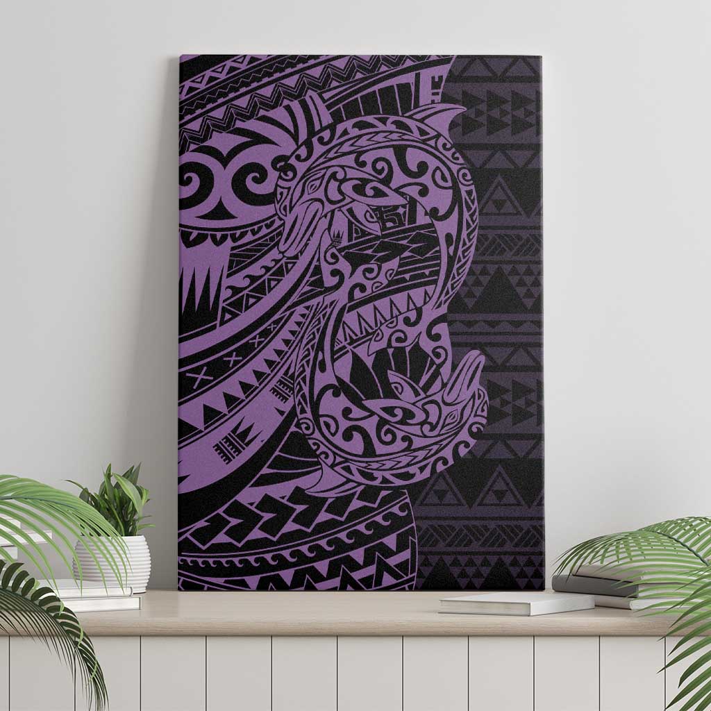 Purple Couple Dolphins Maori Polynesian Style Canvas Wall Art LT9 - Polynesian Pride