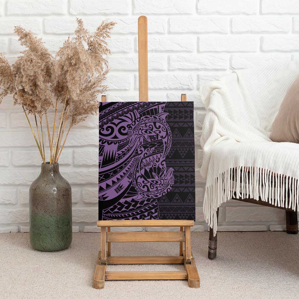 Purple Couple Dolphins Maori Polynesian Style Canvas Wall Art LT9 - Polynesian Pride