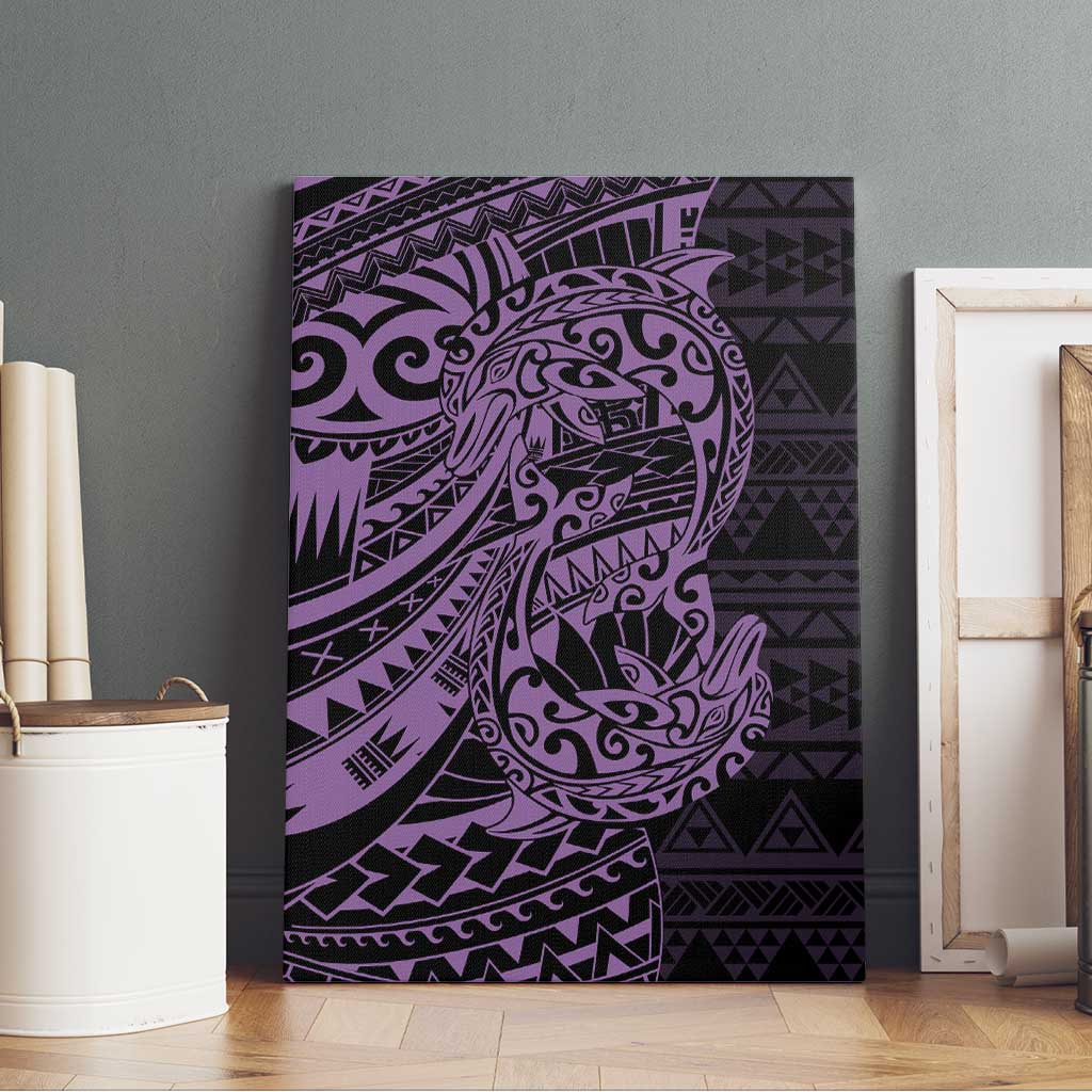 Purple Couple Dolphins Maori Polynesian Style Canvas Wall Art LT9 - Polynesian Pride