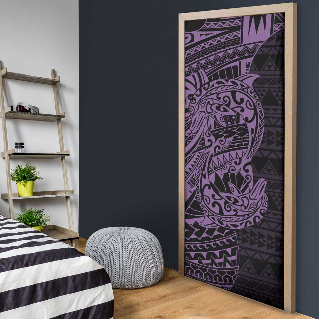 Purple Couple Dolphins Maori Polynesian Style Door Cover - Polynesian Pride