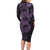 Purple Couple Dolphins Maori Polynesian Style Family Matching Long Sleeve Bodycon Dress and Hawaiian Shirt