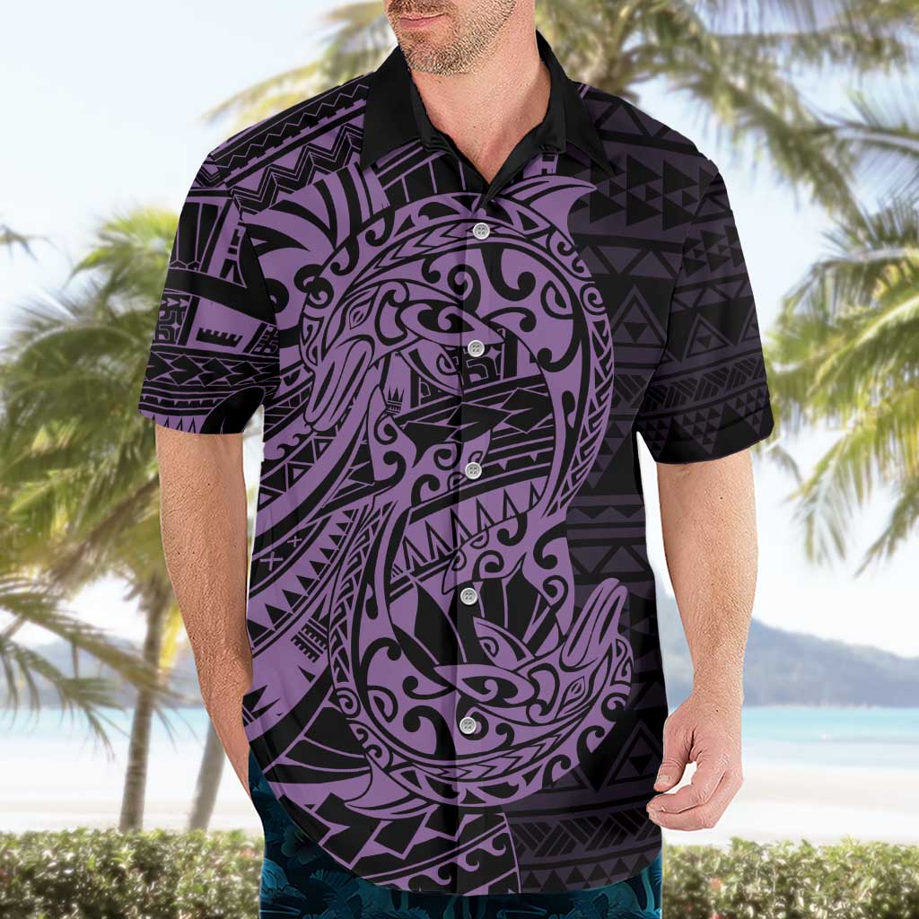 Purple Couple Dolphins Maori Polynesian Style Hawaiian Shirt LT9 - Polynesian Pride