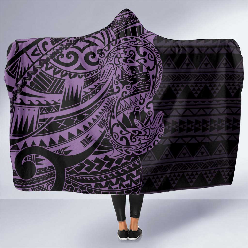 Purple Couple Dolphins Maori Polynesian Style Hooded Blanket LT9 One Size Purple - Polynesian Pride