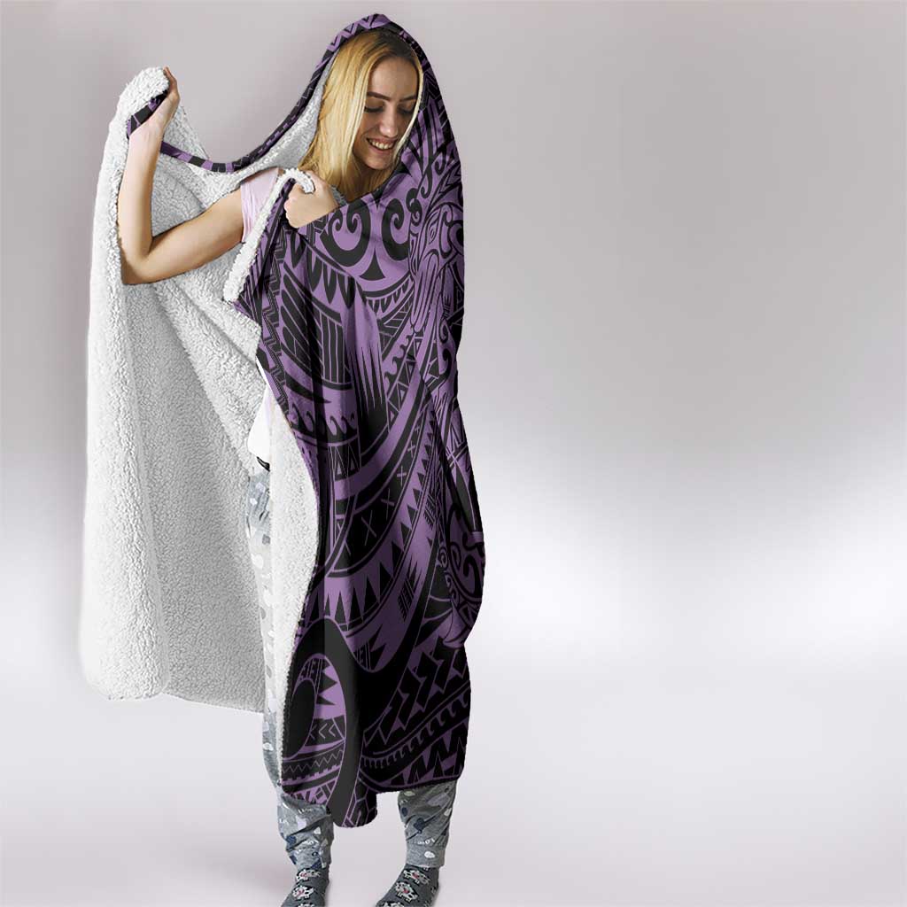 Purple Couple Dolphins Maori Polynesian Style Hooded Blanket LT9 - Polynesian Pride