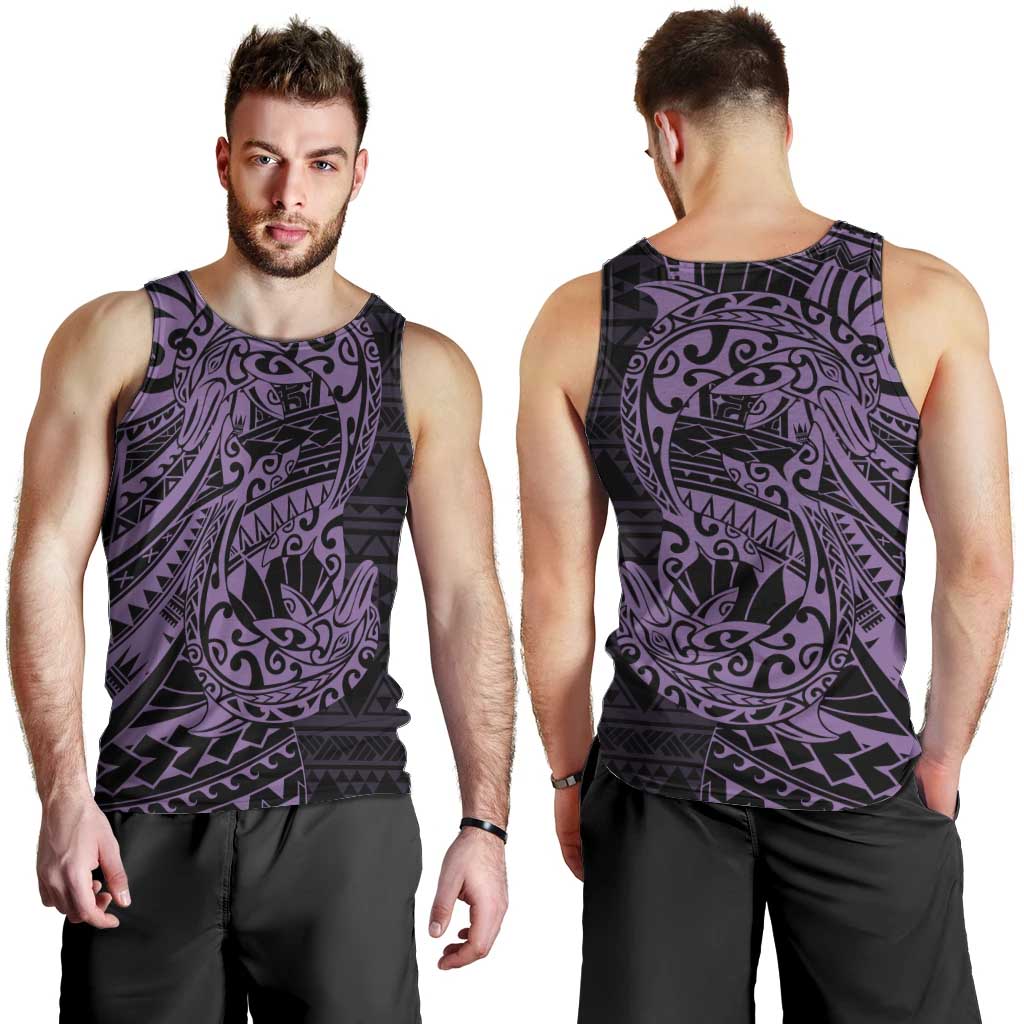 Purple Couple Dolphins Maori Polynesian Style Men Tank Top LT9 - Polynesian Pride