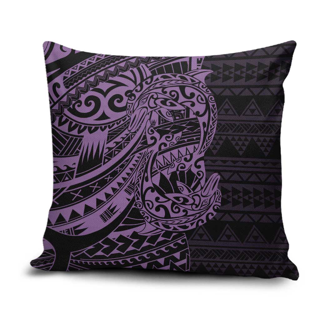 Purple Couple Dolphins Maori Polynesian Style Pillow Cover - Polynesian Pride
