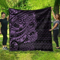 Purple Couple Dolphins Maori Polynesian Style Quilt