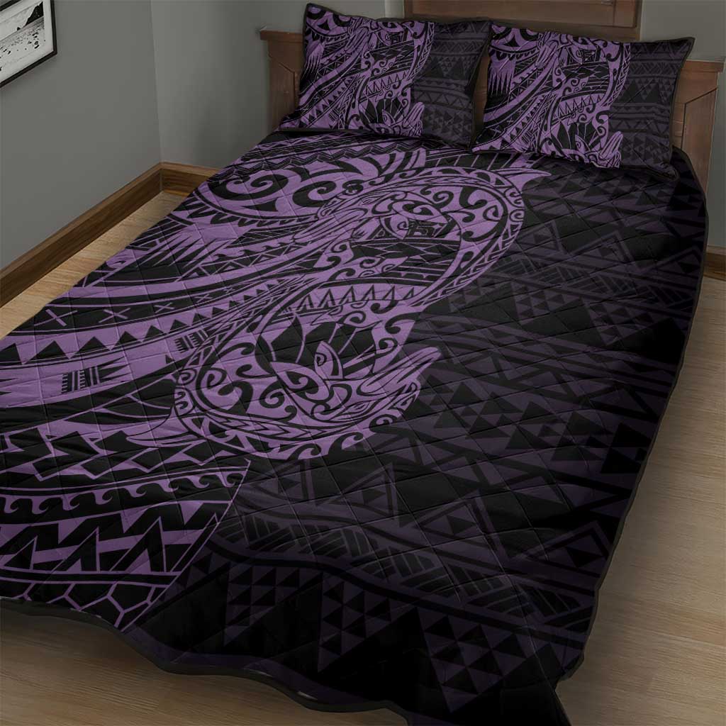 Purple Couple Dolphins Maori Polynesian Style Quilt Bed Set LT9 - Polynesian Pride