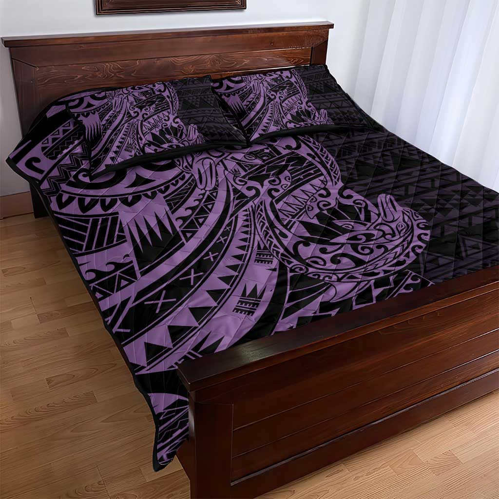 Purple Couple Dolphins Maori Polynesian Style Quilt Bed Set LT9 - Polynesian Pride