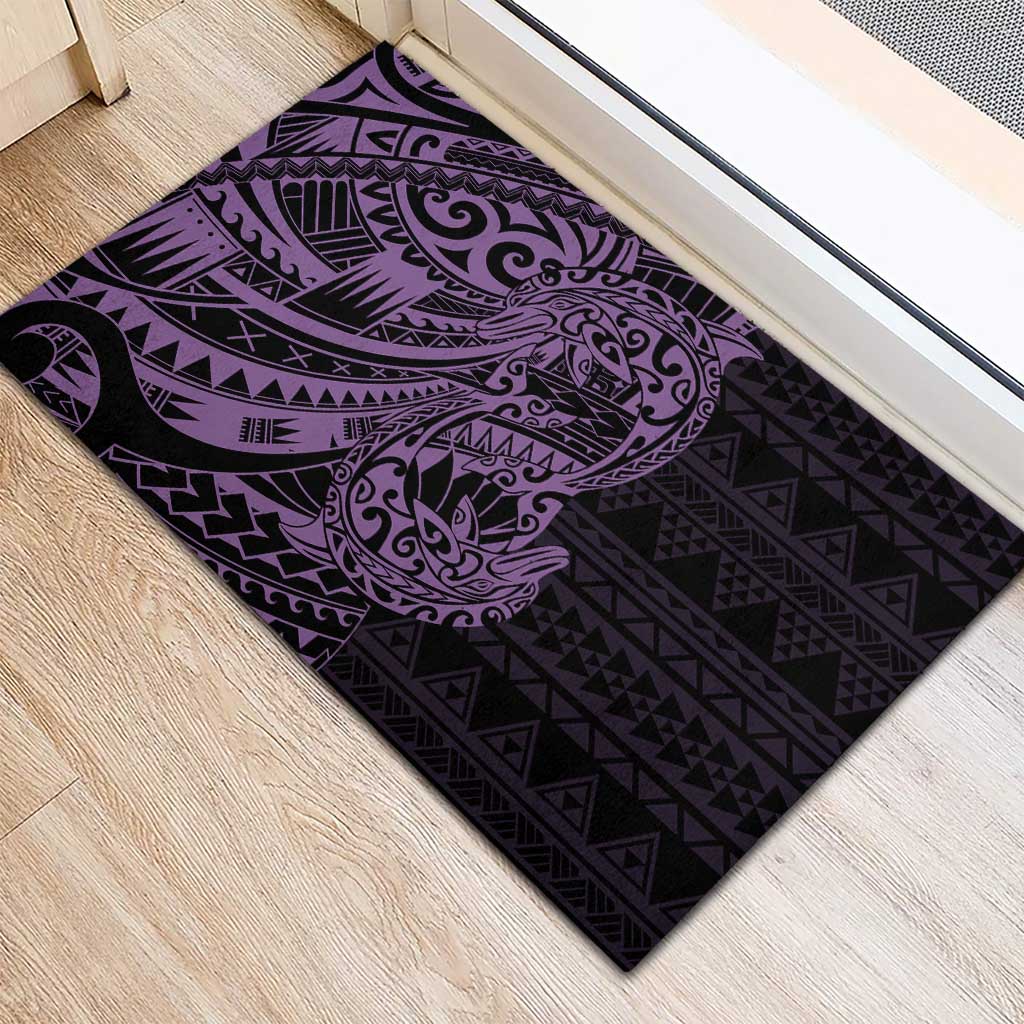 Purple Couple Dolphins Maori Polynesian Style Rubber Doormat LT9 - Polynesian Pride