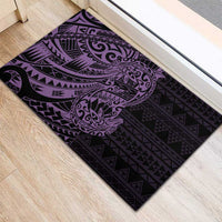 Purple Couple Dolphins Maori Polynesian Style Rubber Doormat LT9 - Polynesian Pride