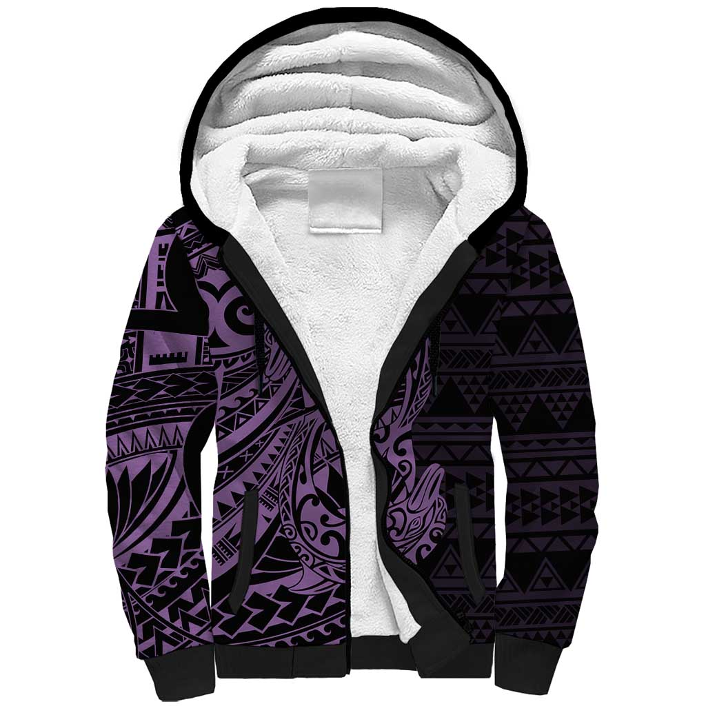 Purple Couple Dolphins Maori Polynesian Style Sherpa Hoodie LT9 Unisex Purple - Polynesian Pride