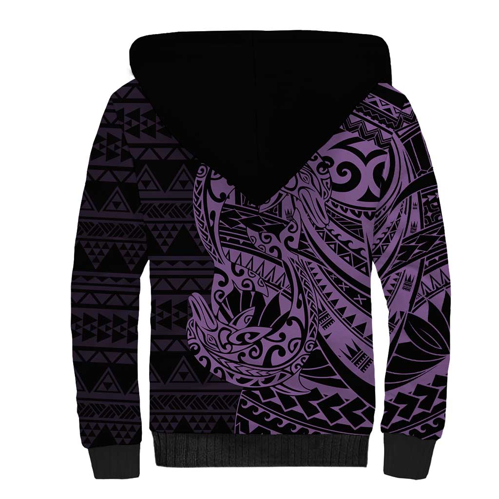 Purple Couple Dolphins Maori Polynesian Style Sherpa Hoodie LT9 - Polynesian Pride
