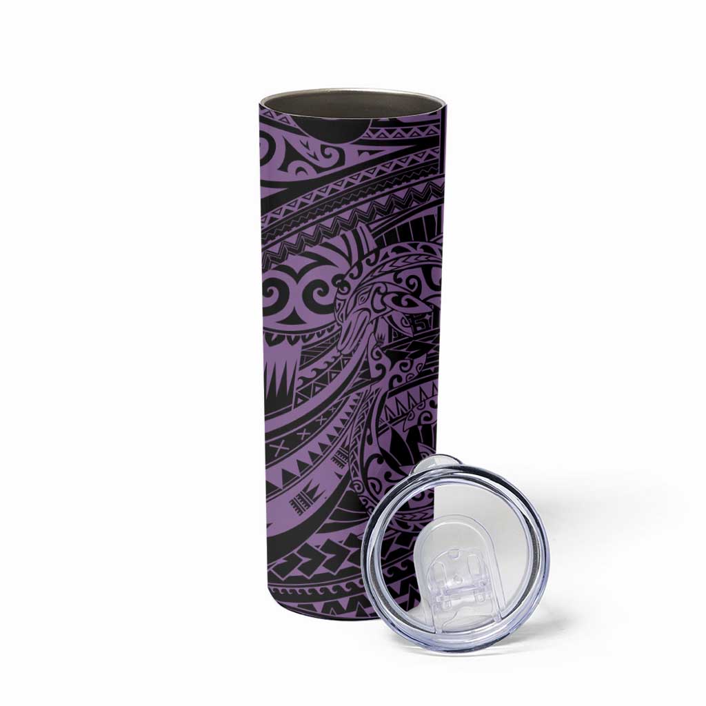 Purple Couple Dolphins Maori Polynesian Style Skinny Tumbler