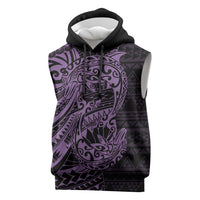 Purple Couple Dolphins Maori Polynesian Style Sleeveless Hoodie - Polynesian Pride
