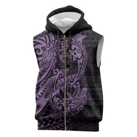 Purple Couple Dolphins Maori Polynesian Style Sleeveless Zip Hoodie - Polynesian Pride