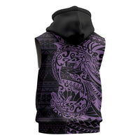 Purple Couple Dolphins Maori Polynesian Style Sleeveless Zip Hoodie - Polynesian Pride