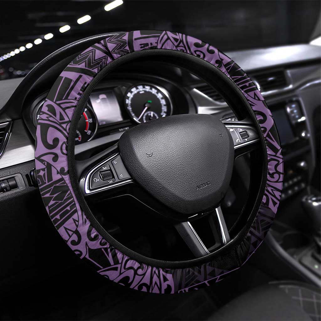 Purple Couple Dolphins Maori Polynesian Style Steering Wheel Cover LT9 Universal Fit Purple - Polynesian Pride