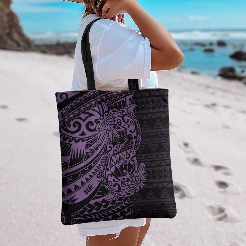 Purple Couple Dolphins Maori Polynesian Style Tote Bag - Polynesian Pride