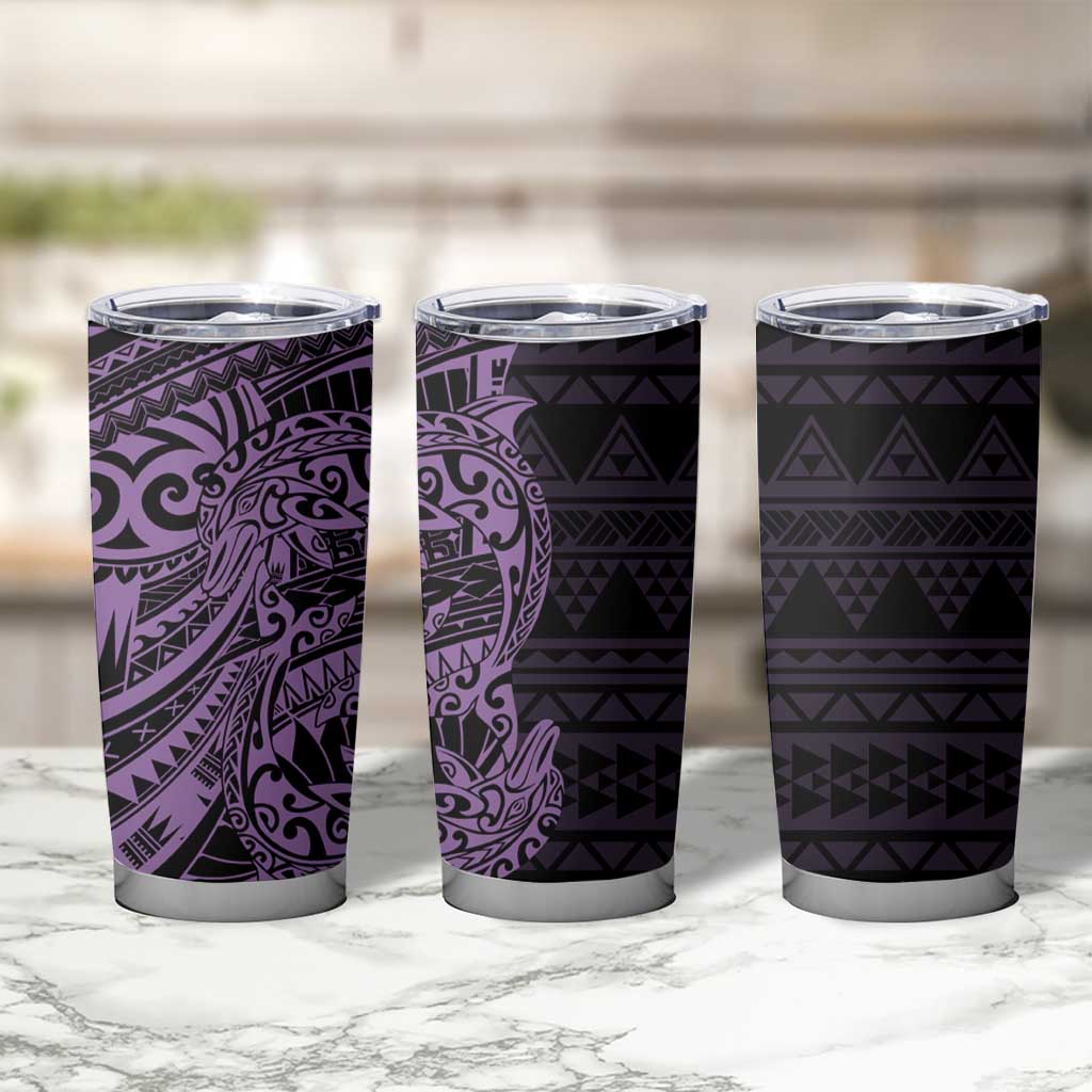 Purple Couple Dolphins Maori Polynesian Style Tumbler Cup LT9 - Polynesian Pride