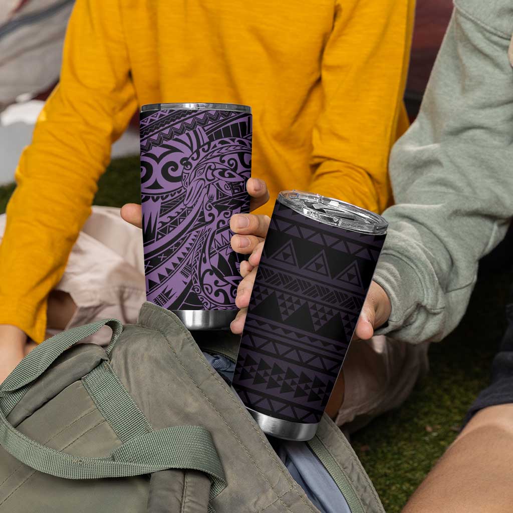 Purple Couple Dolphins Maori Polynesian Style Tumbler Cup LT9 - Polynesian Pride