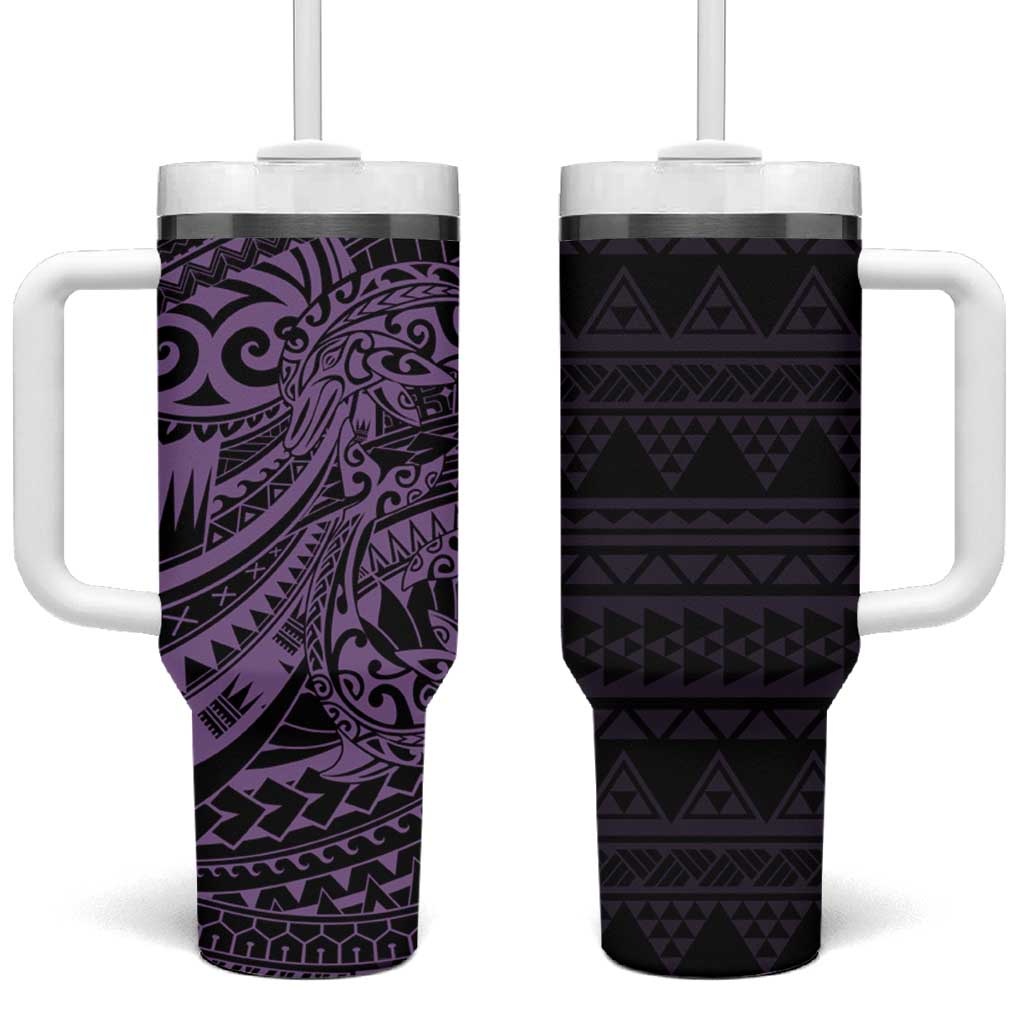 Purple Couple Dolphins Maori Polynesian Style Tumbler With Handle LT9 One Size: 40 oz Purple - Polynesian Pride