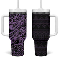 Purple Couple Dolphins Maori Polynesian Style Tumbler With Handle LT9 One Size: 40 oz Purple - Polynesian Pride