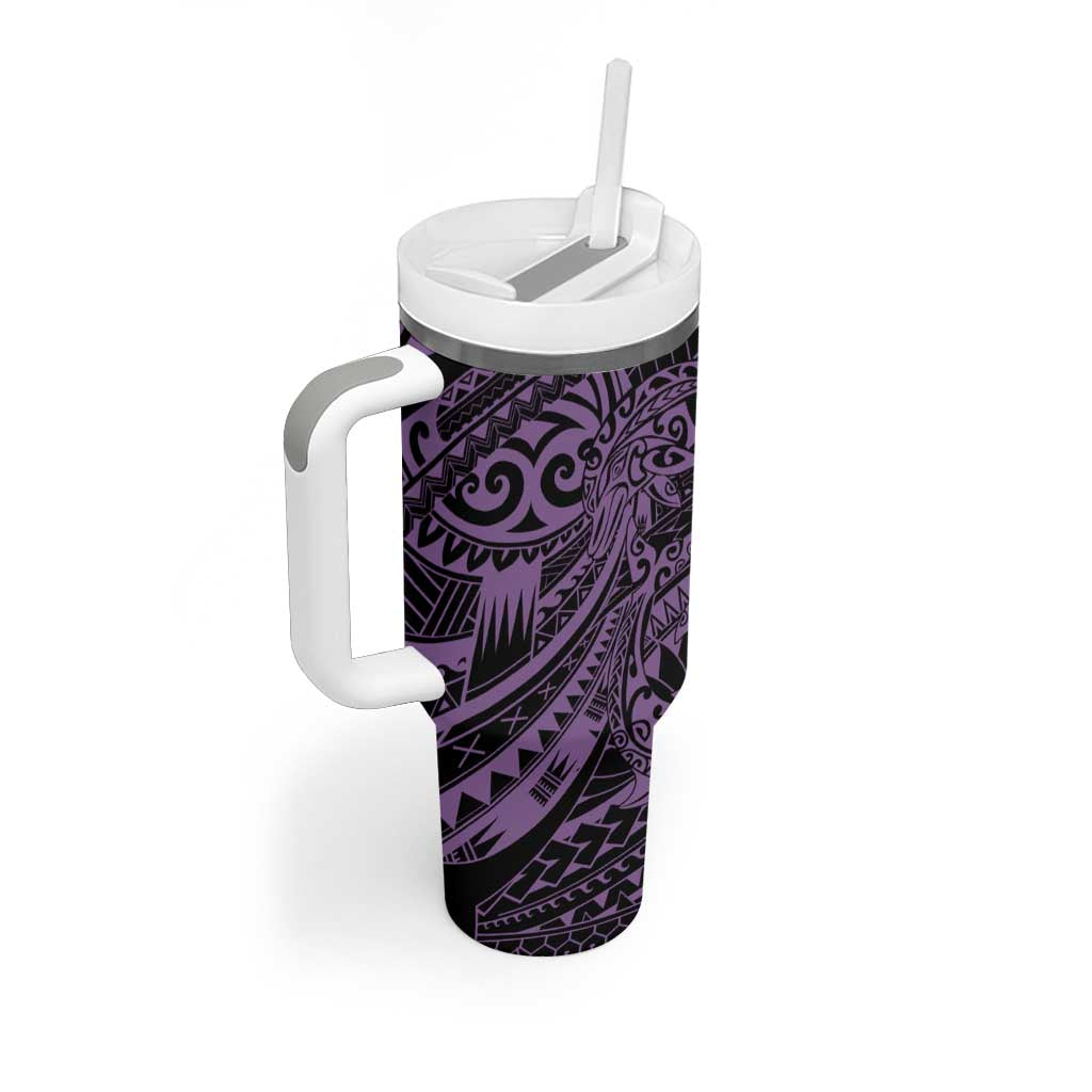 Purple Couple Dolphins Maori Polynesian Style Tumbler With Handle LT9 - Polynesian Pride