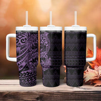 Purple Couple Dolphins Maori Polynesian Style Tumbler With Handle LT9 - Polynesian Pride