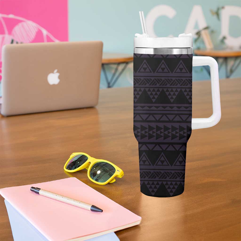 Purple Couple Dolphins Maori Polynesian Style Tumbler With Handle LT9 - Polynesian Pride