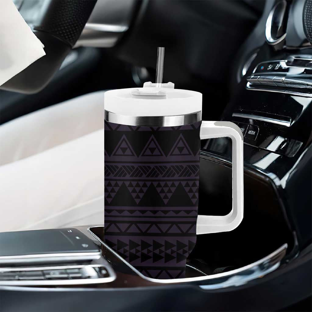 Purple Couple Dolphins Maori Polynesian Style Tumbler With Handle LT9 - Polynesian Pride