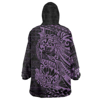 Purple Couple Dolphins Maori Polynesian Style Wearable Blanket Hoodie LT9 - Polynesian Pride