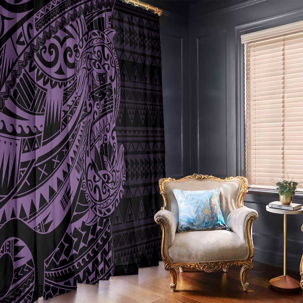 Purple Couple Dolphins Maori Polynesian Style Window Curtain LT9 - Polynesian Pride